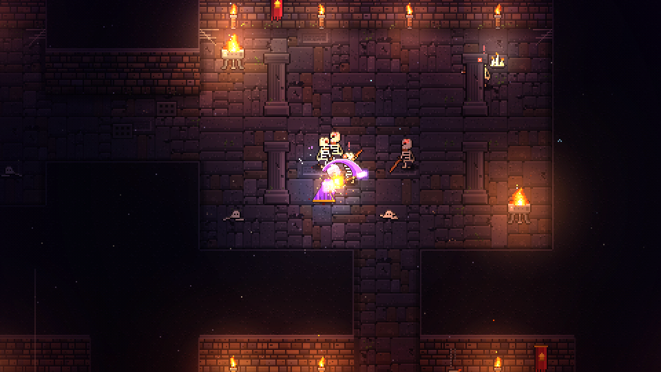 Glutmagierin mit Flammenring zwischen Skeletten